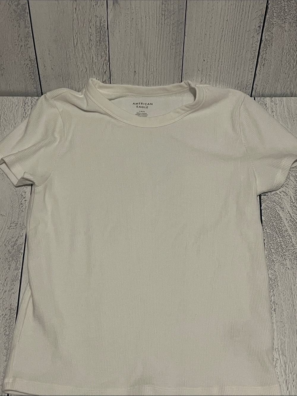 American Eagle Outfitters White Ribbed Short Sleeve Tee - Kids